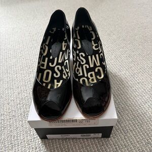 Marc Jacobs Black Patent Peep-Toe Heels
